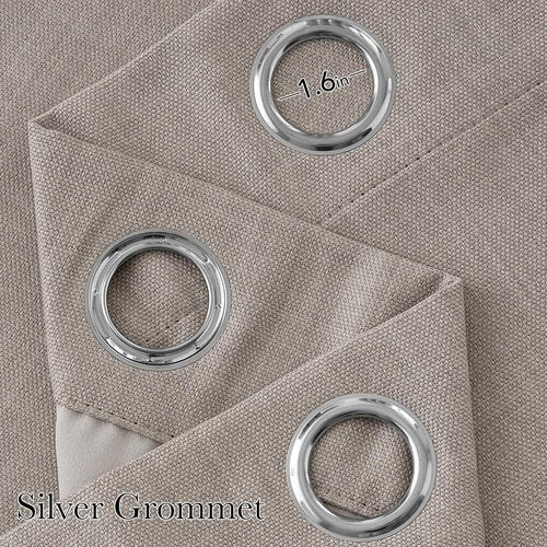 NICETOWN Blackout Curtains - Short Faux Linen Angora Privacy Panels, 63 Inches Long, Modern Farmhouse Style, 2 Panels (W42 x L63)