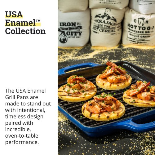 Lodge USA Enamel 11 Inch Grill Pan, Blue