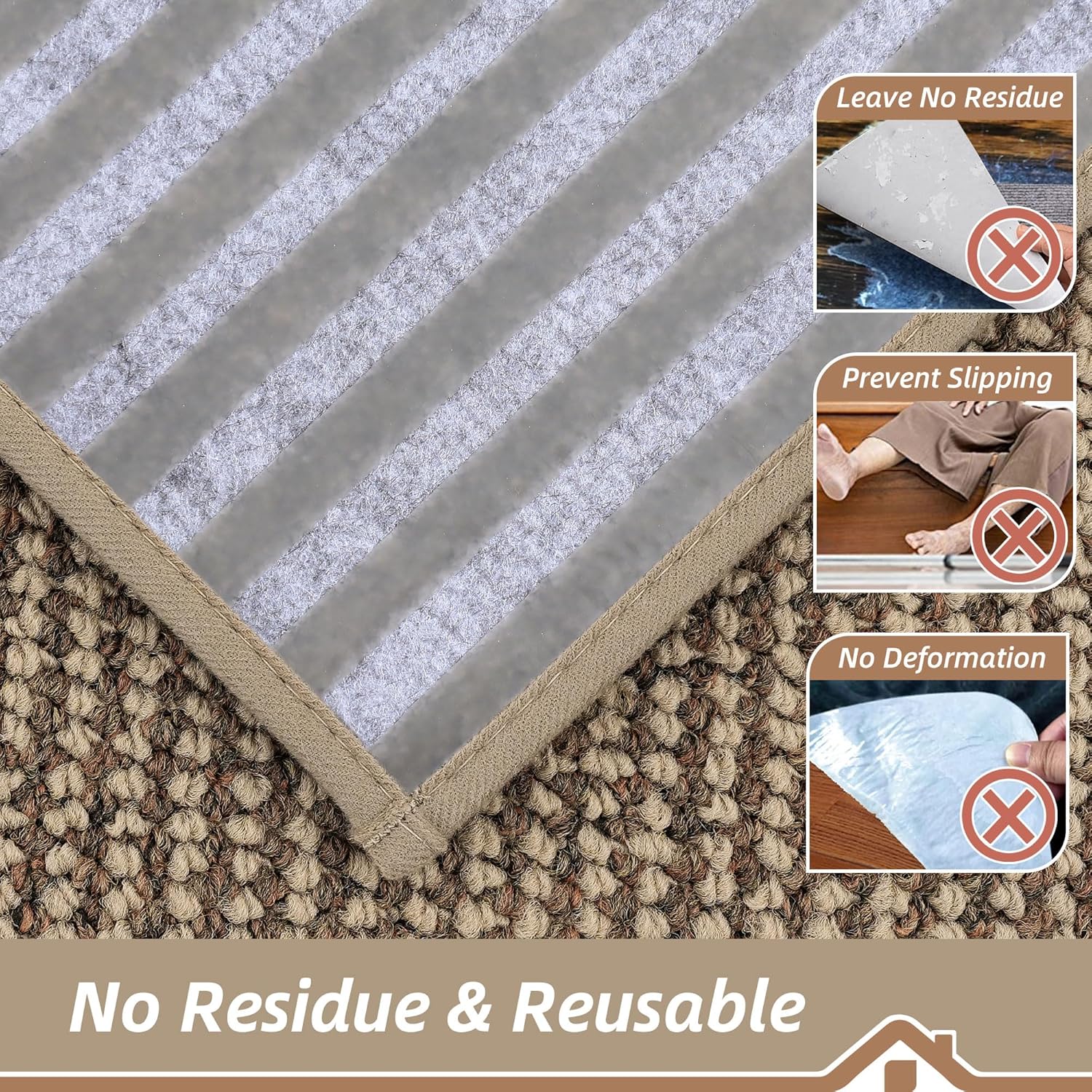BEQHAUSE Indoor Door Mat & Stair Treads Set - Non-Slip, Stain-Resistant, Washable | 20"x32" Mat & 15 Pcs Taupe Treads