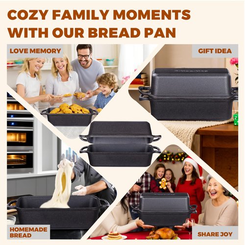 Articasting 11x5 Inch Cast Iron Loaf Pan With Lid，5.8 Qt Large Loaf Pans For Sourdough Bread Baking, Pre-Seasoned Heavy Duty Dutch Oven Bread Pan For a Crispy Crust