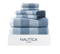 Nautica - Bath Towels, 100% Soft & Absorbent Fluffy Cotton, Highly Absorbent & Quick Dry, Medium Weight Bathroom Towels (Oak Lake Blue, 6 Piece)