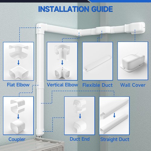 Cestluck Mini-Split AC Line Set Cover: 3" 25.5 Ft Line Hide for Mini Split Central AC HVAC Heating System - Waterproof PVC Outdoor Pipe Cover Split Unit Line Guard Decorative Refrigerant Line Cover