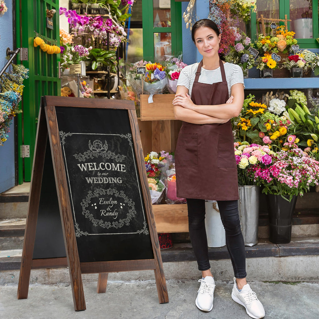 DAHAPYBOO Sandwich Board 48"x24" Solid Pine Wood Rustic Brown