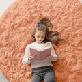 OLANLY Round Area Rug - Soft Muted Orange Shaggy Carpet, 5 ft Circle for Bedroom & Living Room Decor
