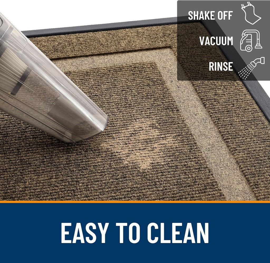 OLANLY Waterproof Front Door Mat - All-Season, Fade Resistant, Easy Clean | 47x32 Inches, Brown