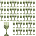 HTTBEIZI 7OZ Plastic Wine Glasses, Reusable Vintage Goblets Unbreakable Drinking Glasses Crystal Water Cups Champagne for Wedding, Parties (48, Light Green)