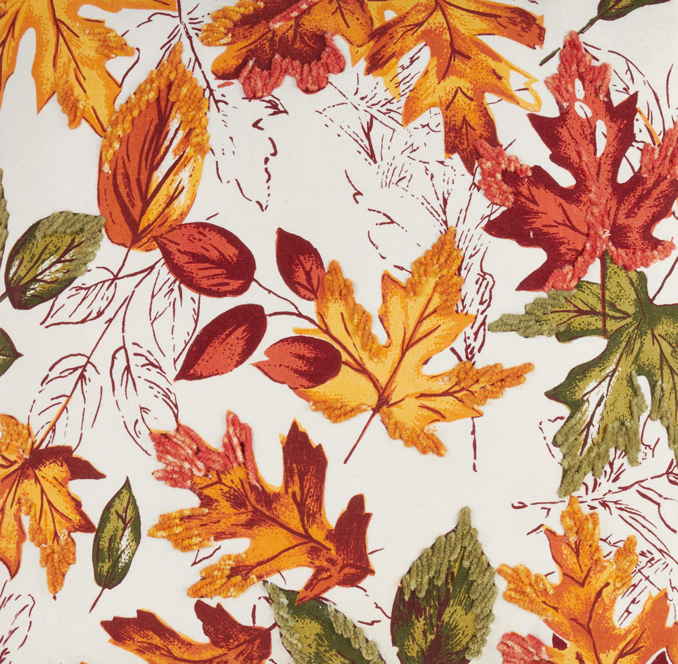 SARO LIFESTYLE L'automne Collection Embroidered Autumn Leaves Tablecloth, 65"x140", Multi