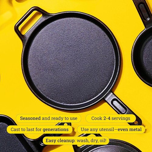 Lodge BOLD 12 Inch Cast Iron Griddle - Seasoned Cookware for Perfect Cooking Results