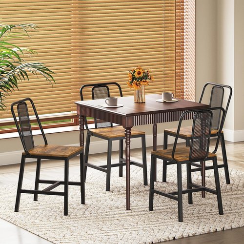 YATINEY Dining Chairs Set of 2, Wooden Kitchen Chairs, Farmhouse Dining Chairs with Back Support, for Living Room, Kitchen, Rustic Brown and Black CY01L2BRN1