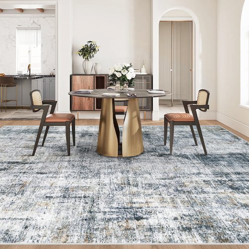 8x10 Area Rug for Living Room: Washable Abstract Soft Rugs Non Slip Modern Stain Resistant Low Pile Carpet for Dining Room Bedroom Nursery Office (Multi Blue, 8'x10')