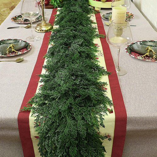 12 FT (2 * 6FT) Realistic Artificial Cedar Pine Garland - Thick Lush Full Faux Greenery Garland for Fireplace Mantle, Indoor Outdoor Christmas Holiday Home Party Decorations