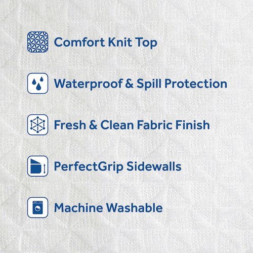 Sealy Clean Protection Waterproof Fitted Mattress Protector King Comfort Soft Knit Top Sidewall Mattress Cover (White)