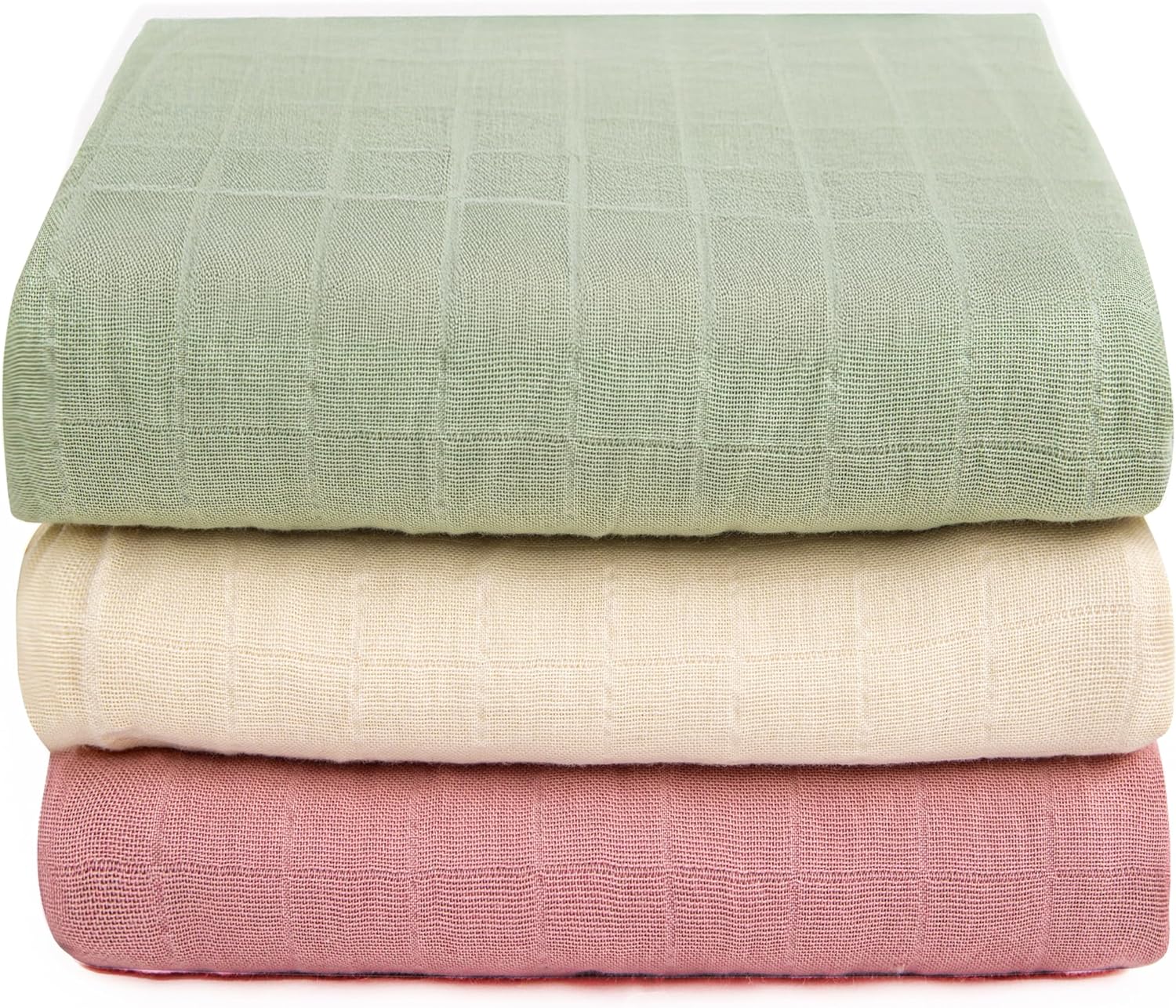 Skiennix Organic Muslin Swaddle Blankets - 100% Cotton, Soft & Breathable, 3-Pack, 47 x 47 Inches
