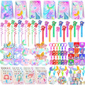 Rinfoeti 320PCS Mermaid Party Favors Birthday Decorations Supplies Kit with Goodie Bags, Bubble Wands, Straws, Masks, Stickers & More for 12 Guests