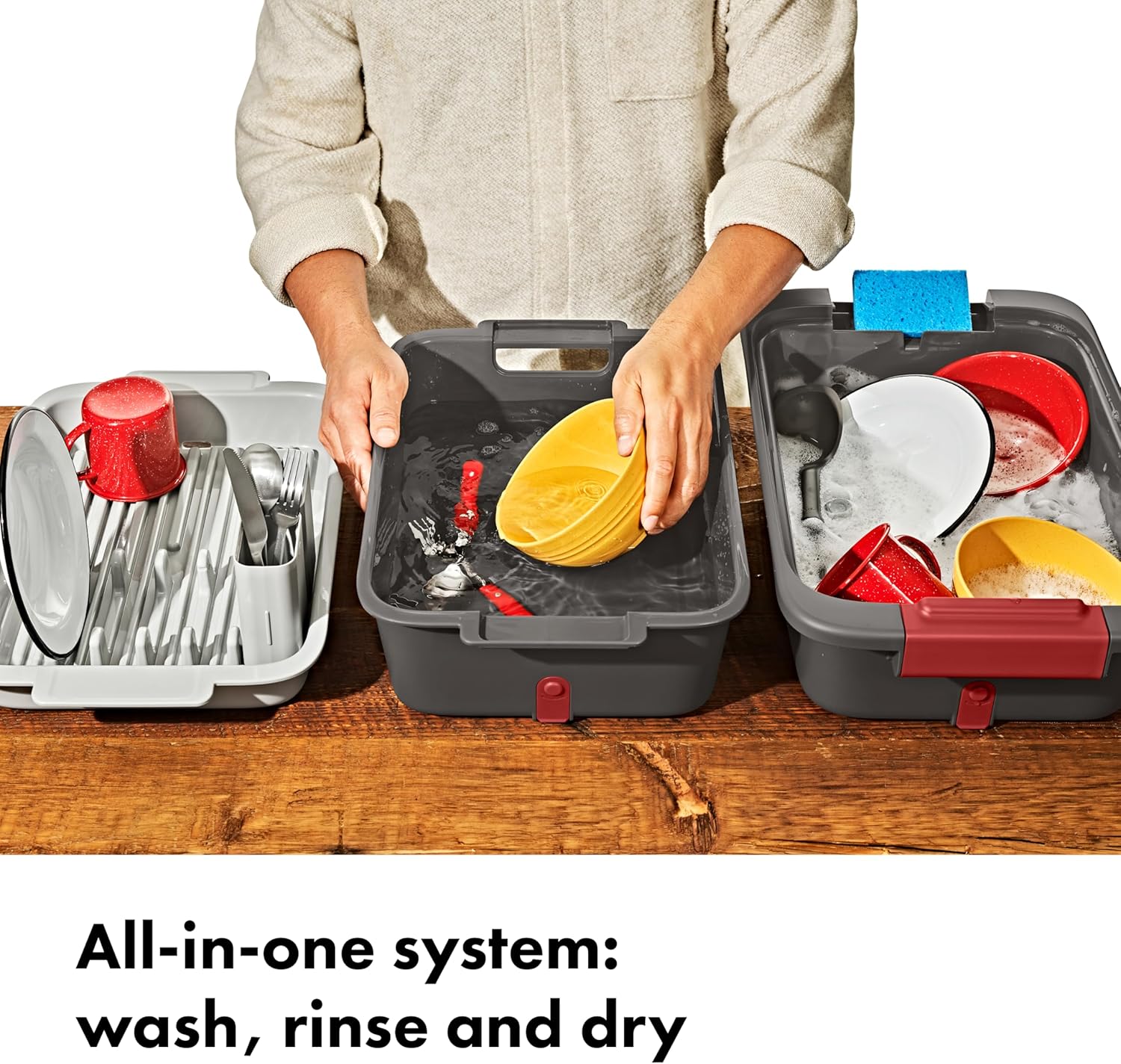 OXO Outdoor Wash, Dry & Stow System - Versatile Cleaning Solution for Camping & Outdoor Adventures