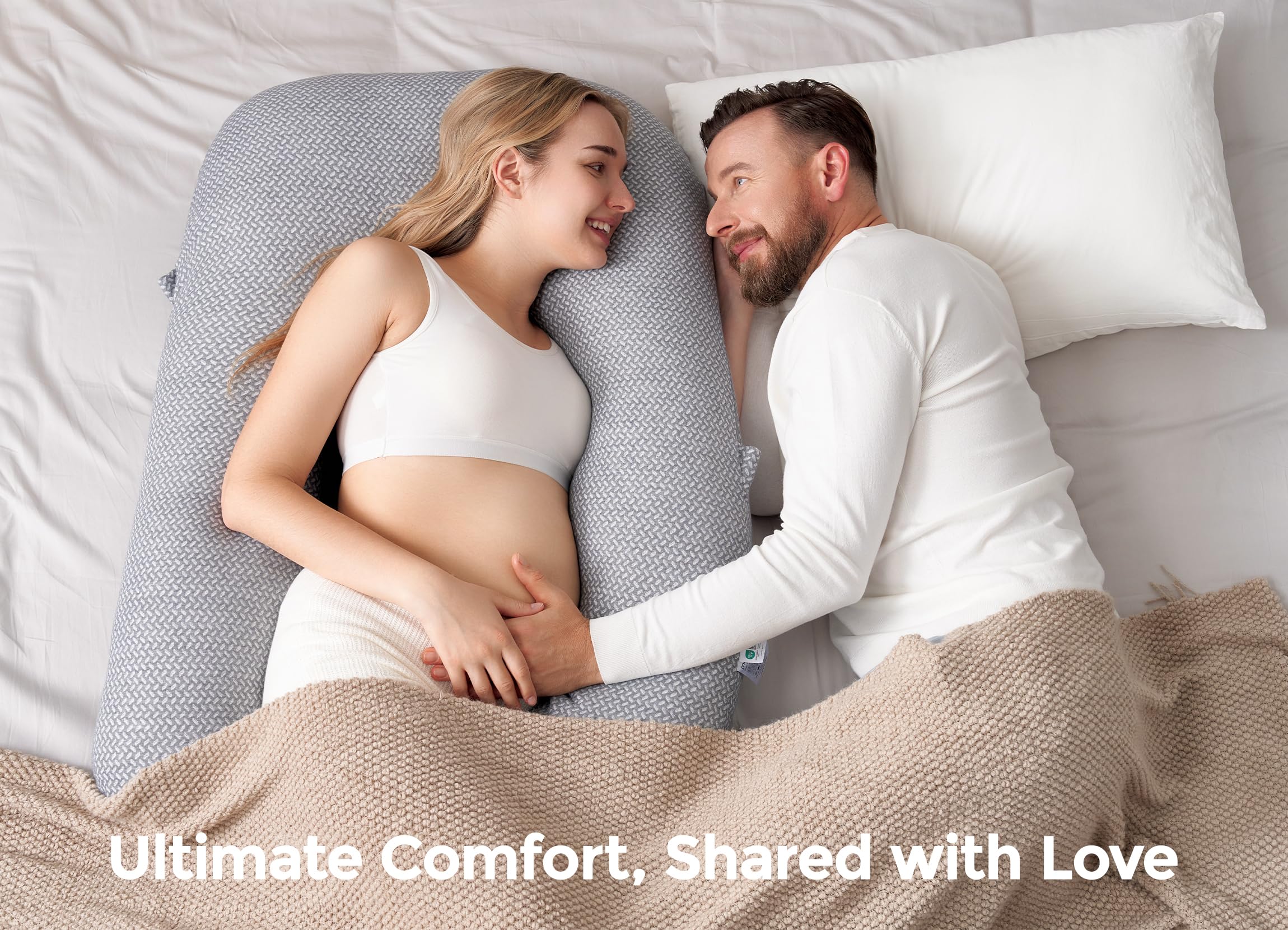 Momcozy Pregnancy Pillow for Sleeping, Dreamlign U Pro Body Pillow with Adjustable Leg Pillow - Support for Back, Hips, Belly, Legs for Pregnant Women, 50-72 Inch Maternity Pillow with Air Layer Cover