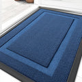 OLANLY Waterproof All-Season Front Door Mat - Sturdy Natural Rubber, Low Profile, Easy Clean | 29.5x17, Navy Blue