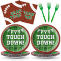 YY 10" Football Party Paper Plates Set Disposable Dinner Plates Serve 20 with 13" Napkins, Forks