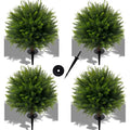NSOPB 24.5 Inch (H) Artificial Cedar Topiary Ball Trees, Set of 4 Fake Shrub Bushes with Ground Spike, UV Resistant Faux Cypress Greenery Decor for Outdoor Garden, Patio, Front Porch, and Indoor Use