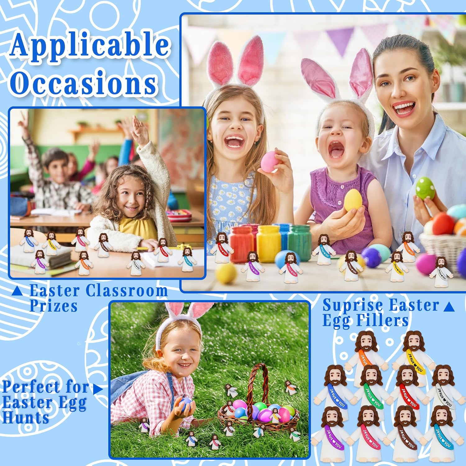 Bamamon Mini Jesus Figurines - 30 Pcs Easter Party Favors | Tiny Christ Toys for Sunday School
