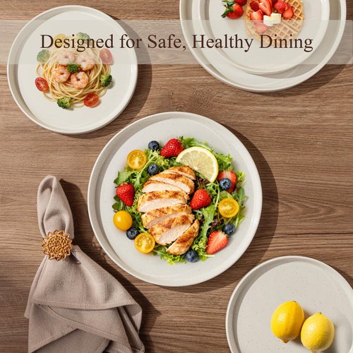 AmorArc Ceramic Dinnerware Set for 6 | Speckled Stoneware Plates and Bowls with Rustic Terracotta Underside| Scratch Resistant,Dishwasher & Microwave Safe Dishes Sets- 18pcs