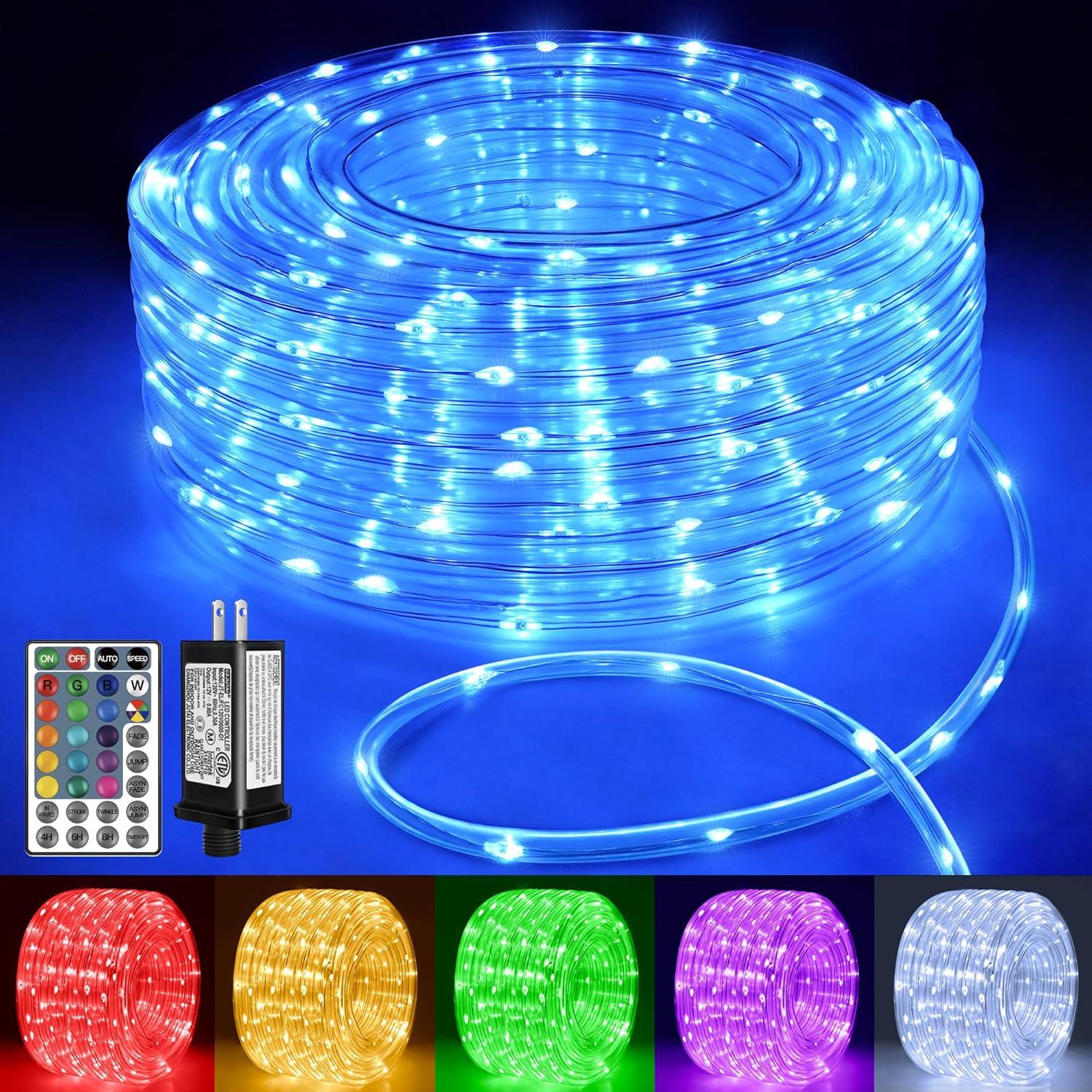 Ollny Color Changing Rope Lights - 66FT Waterproof LED String Lights with Remote | 16 Colors for Indoor & Outdoor Decor