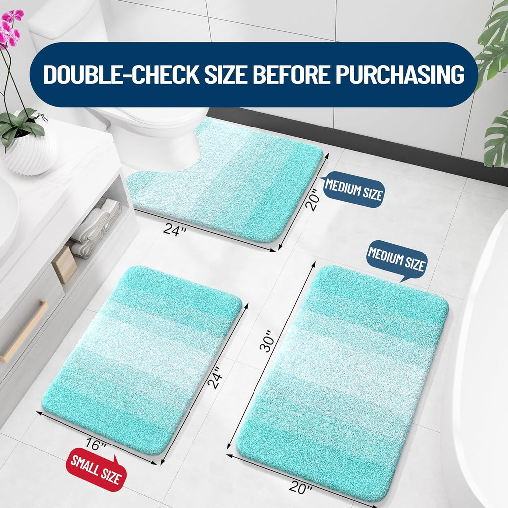 OLANLY Bathroom Runner Rug - Extra Soft Microfiber Mat, Quick Dry & Washable, 47x24, Teal