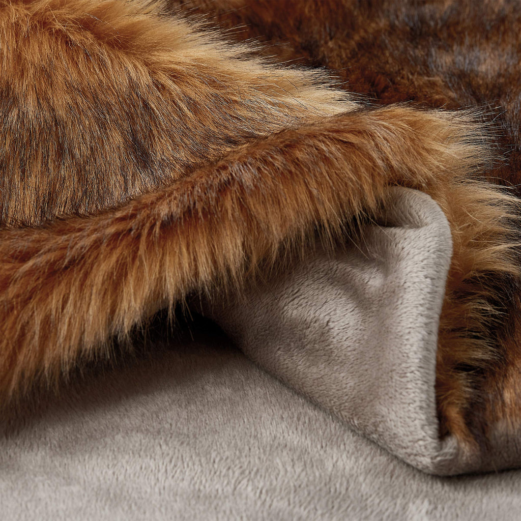 Faux Fur Throw Blanket- Luxurious, Soft, Hypoallergenic Premium Faux Chinchilla Fur Blanket with Faux Mink Back and Gift Box, 60"x70" by LHC (Brown)
