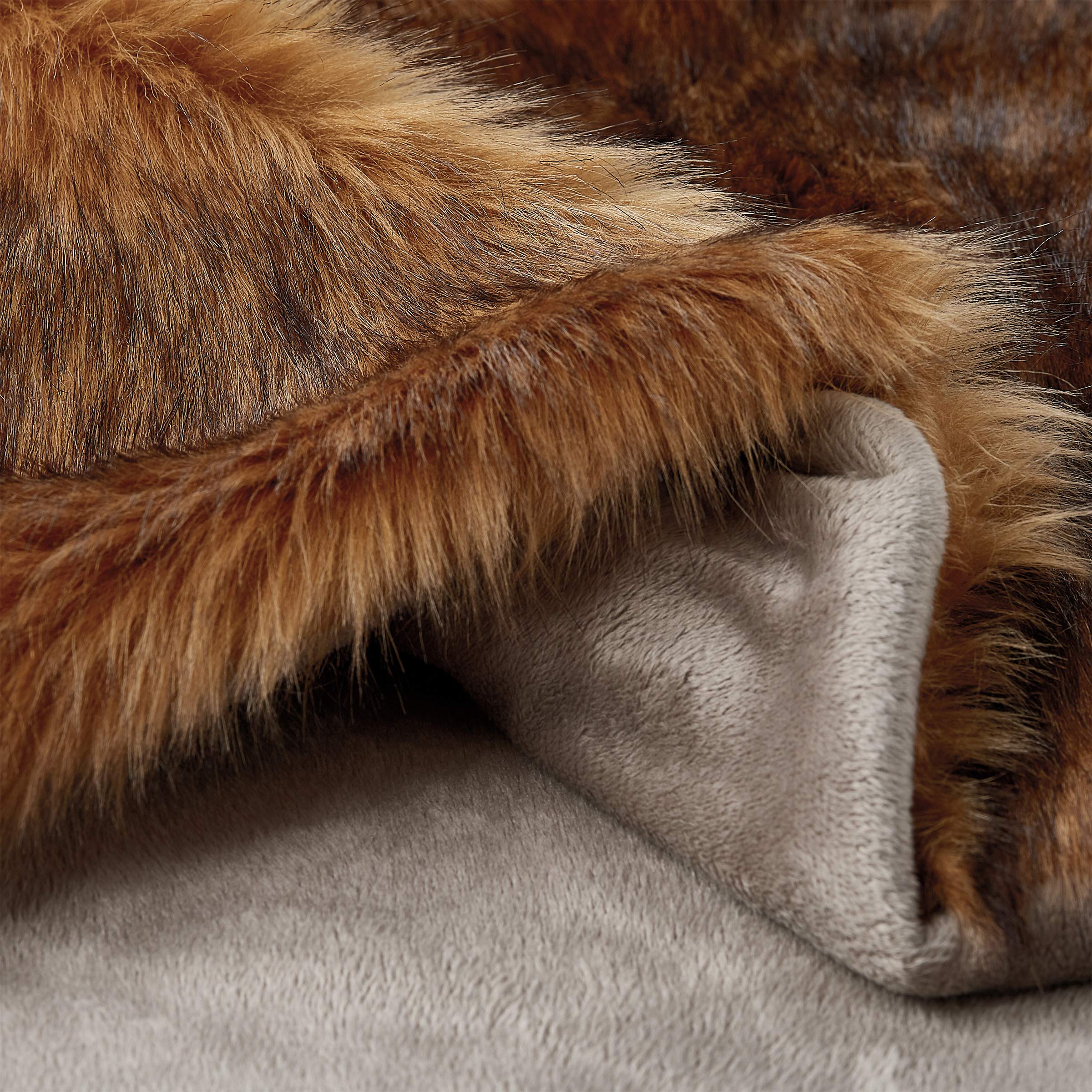 Faux Fur Throw Blanket- Luxurious, Soft, Hypoallergenic Premium Faux Chinchilla Fur Blanket with Faux Mink Back and Gift Box, 60"x70" by LHC (Brown)