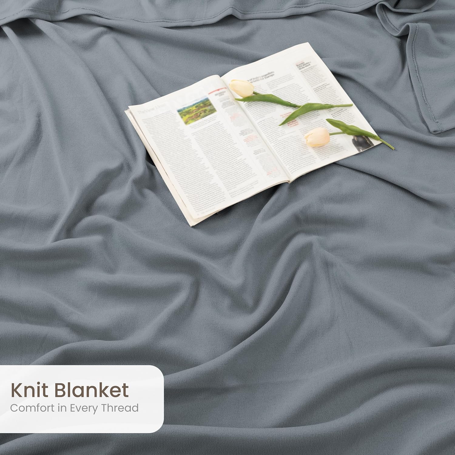Utopia Bedding Knit Blanket - Soft Lightweight Jersey | Queen Size 90x90 Inches, Grey