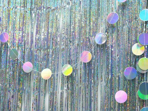 GREATRIL Iridescent Party Dots Garland - Round Shape Decorative Strings for Birthdays & Anniversaries - 4 Pack