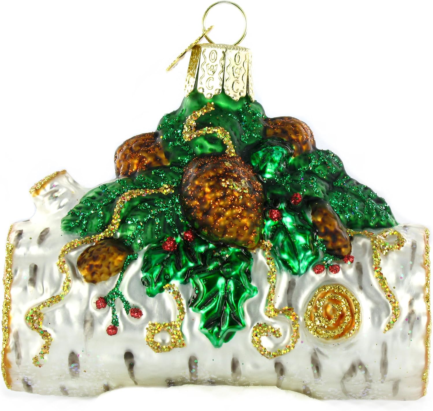 Old World Christmas Yule Log Glass Blown Ornament - Handcrafted Holiday Decoration for Trees