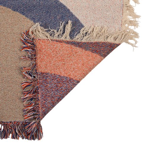 Bloomingville Woven Cotton Blend Throw with Abstract Design and Fringe, Multicolor