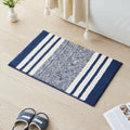 CozeCube Bath mats for Bathroom Non Slip, Fluffy Absorbent Microfiber Bath mat Washable, Aesthetic Bathroom Rugs, Small Navy Blue Striped Bath mat, Navy Blue, 24" x 16"