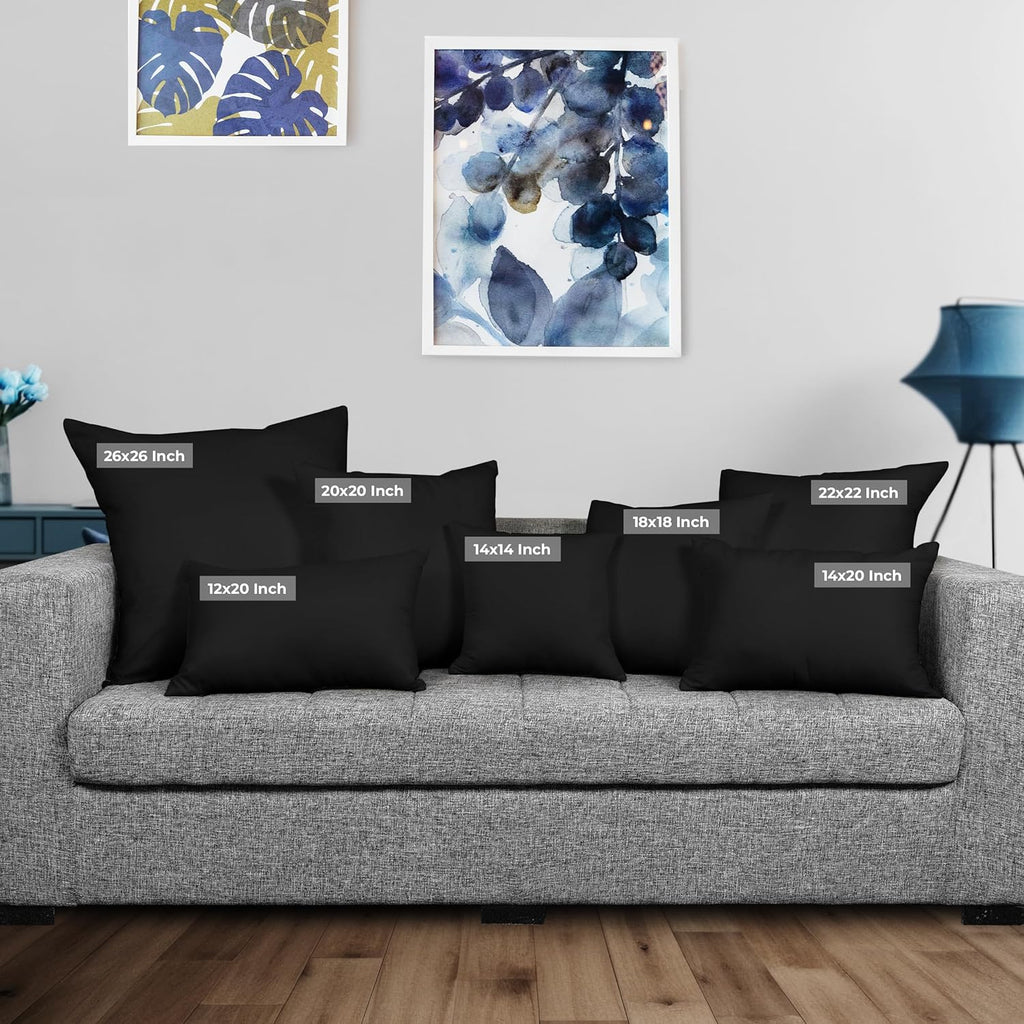 Utopia Bedding 12x20 Pillow Inserts - Set of 2 Black Decorative Throw Pillows for Sofa & Bed - Soft & Fluffy Cushions