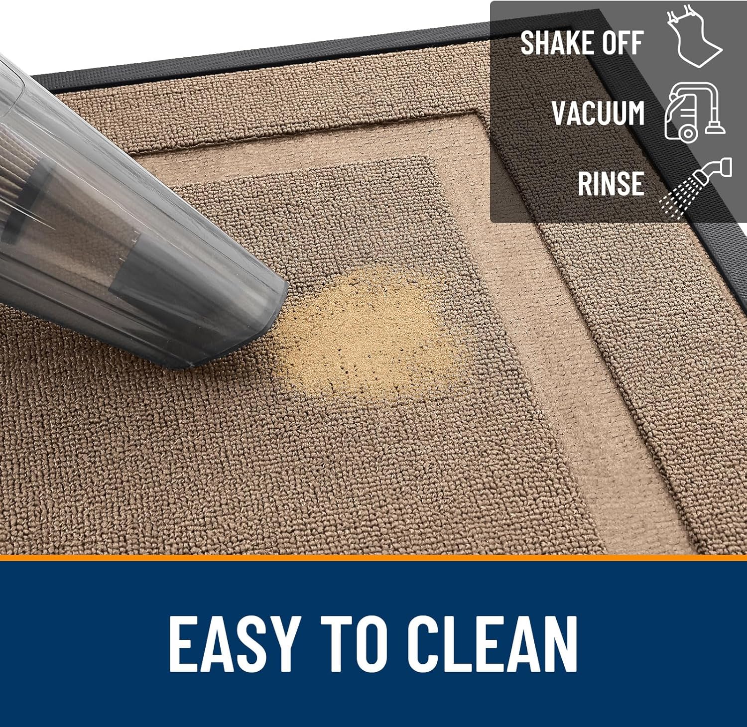 OLANLY Indoor Outdoor Front Door Mat - Waterproof All-Season Doormat, Sturdy Natural Rubber, 47x17 Mocha