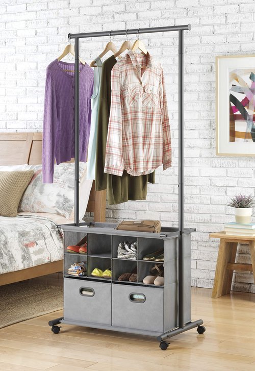 Whitmor Rolling Closet Organizer with Shelves & Drawers - Grey