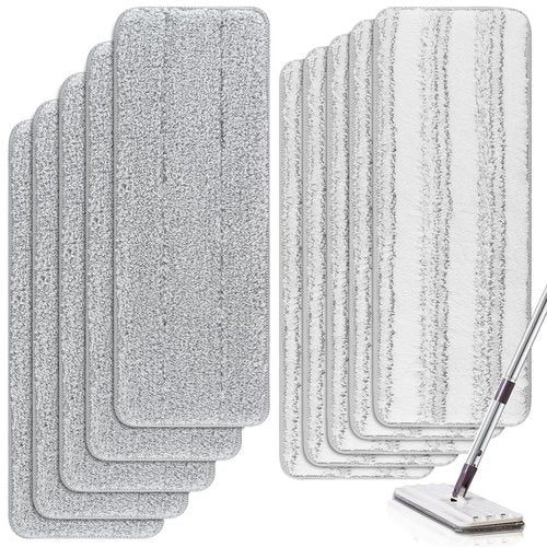 Microfiber Cleaning Pads: 10 Pack 13" X 4.9" Washable for Floor Cleaning Compatible with Tethys & Most 13 Inch Flat Mops - Replacement for Mop Bucket Set