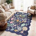 Skiennix 4x6 Living Room Area Rug - Washable Non-Slip Boho Floral Carpet for High Traffic Areas | Purple