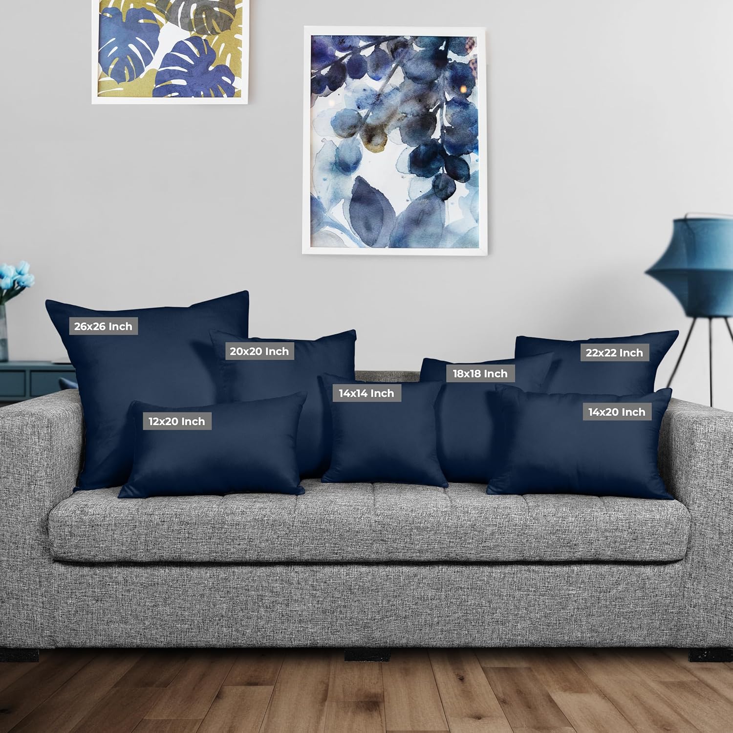 Utopia Bedding 20x20 Pillow Inserts - Set of 2 Navy Decorative Throw Pillows for Sofa & Couch - Soft & Fluffy Cushions