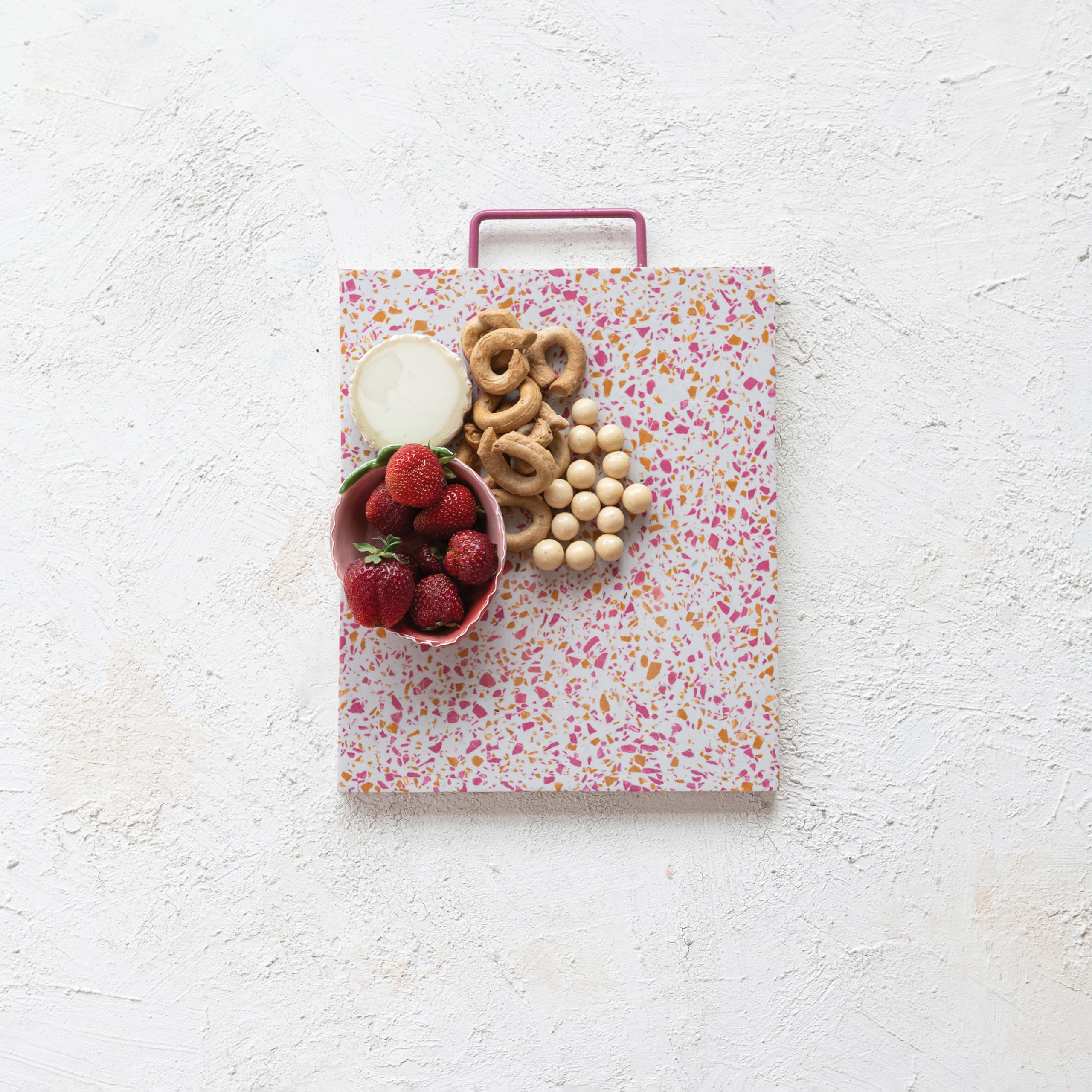 Creative Co-Op Resin Terrazzo Cheese and Cutting Board with Handle, Multicolor