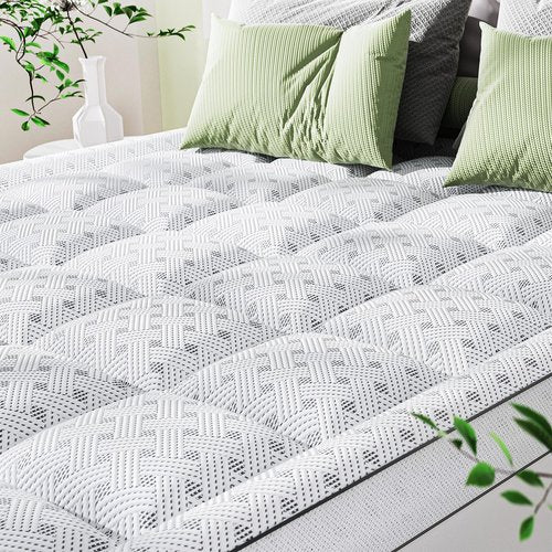 Qocismile 3 Inch Mattress Topper Queen,Pillow Top Mattress Topper with Bamboo Rayon Cover,Breathable Mesh Side Mattress Pad,21" Deep Pocket,Soft Support for Queen Size Memory Foam Mattress Bed Topper
