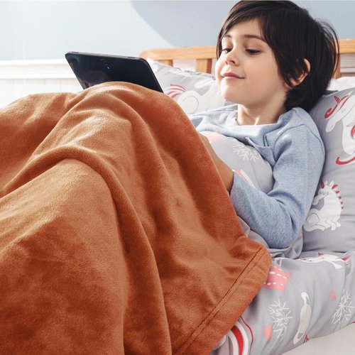 Bedsure GentleSoft Fleece Blanket - Cozy Small Throw for Kids | 43x55 Inches, Dark Orange