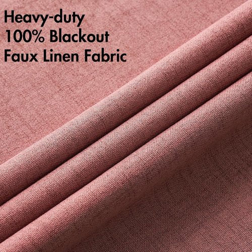 MIULEE Blackout Linen Textured Curtains - Thermal Insulated Dusty Rose Drapes | 52 x 96 Inch (2 Panels)