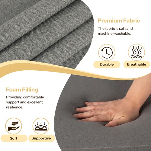 FlyGulls 2.4 Inch Thick Metal Chair Cushions 14x14 Set of 4 Non Slip Metal Dining Chair Pads with Ties and Removable Cover Seat Cushion for Cafe Kitchen Dining Room Light Grey