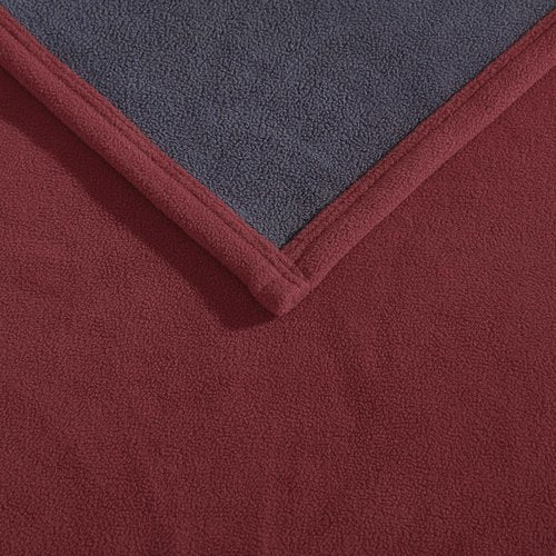 Eddie Bauer - Throw Blanket, Solid Reversible Fleece Bedding, Soft & Cozy, Perfect Home Decor for Bed & Couch (Red/Dark Smoke, Throw)