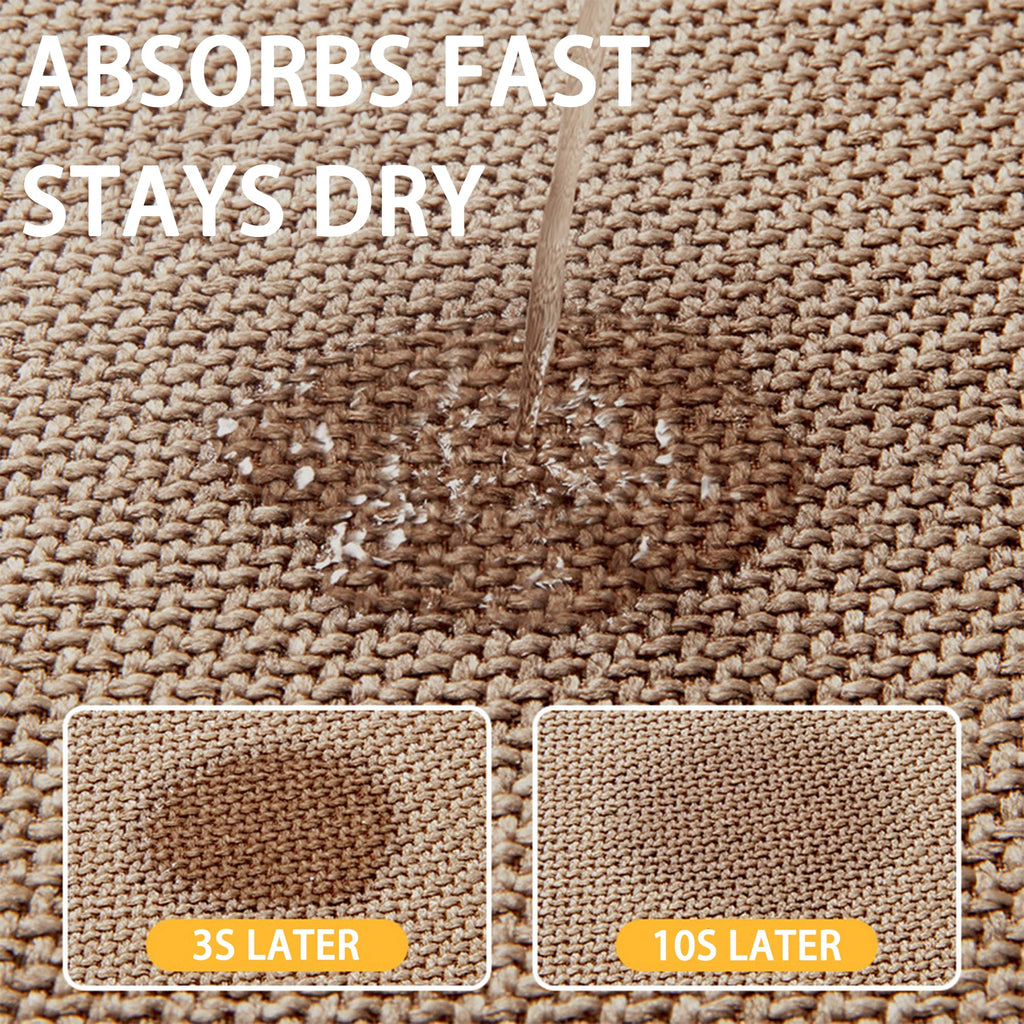 Loyareal Kitchen Corner Rugs Non Slip Washable, Rubber Backed Circular Sector Kitchen Mats for Floor, 39 in, Brown