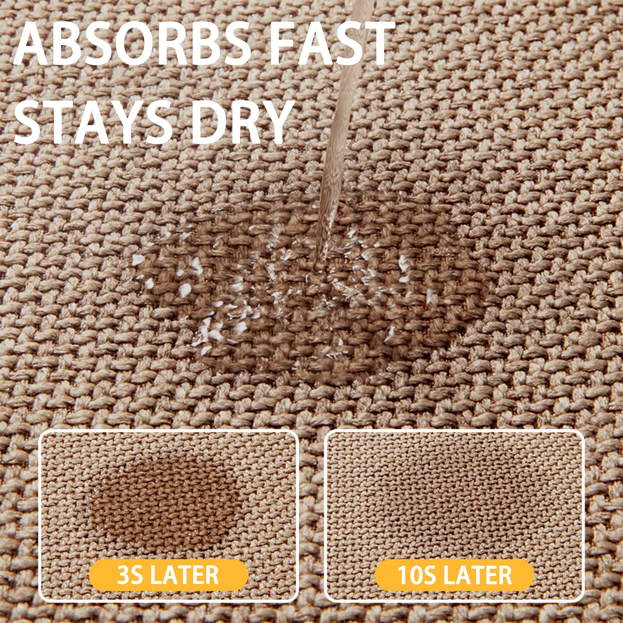 Loyareal Kitchen Corner Rugs Non Slip Washable, Rubber Backed Circular Sector Kitchen Mats for Floor, 39 in, Brown