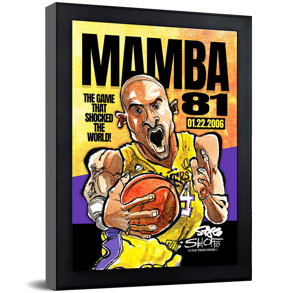 Play Strong Kobe Bryant MAMBA 81 Superstar Tribute 9x12 Inch Framed Fine Art Watercolor Print