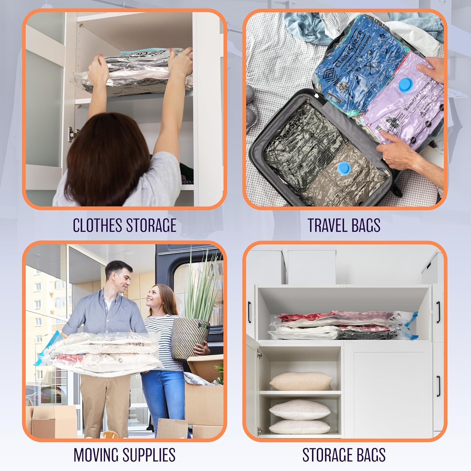 Skiennix Vacuum Seal Bags - Space-Saving Storage for Clothes & Blankets | 10 Small Bags with Hand Pump